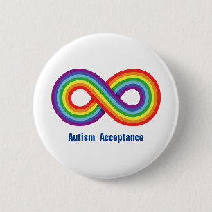 Chapa Redonda De 5 Cm Aceptación del autismo Infinito arcoiris