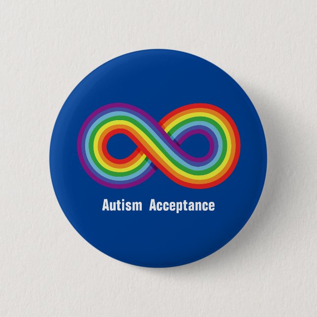 Chapa Redonda De 5 Cm Aceptación del autismo Infinito arcoiris (Anverso)
