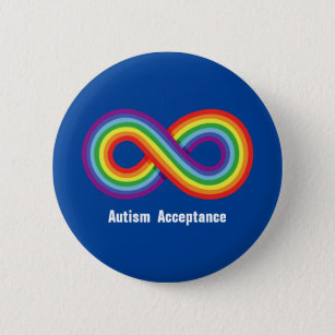 Chapa Redonda De 5 Cm Aceptación del autismo Infinito arcoiris