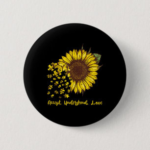 Chapa Redonda De 5 Cm Aceptar comprensión amor autismo girasol concienci