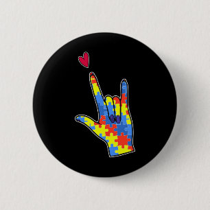 Chapa Redonda De 5 Cm Acercamiento colorido del lenguaje de Rótulo ASL A