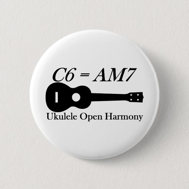 Chapa Redonda De 5 Cm Acordes abiertos del Ukulele (Anverso)