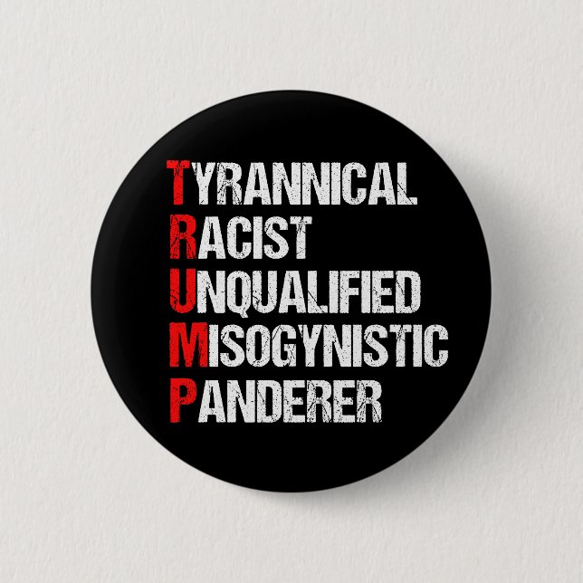 Chapa Redonda De 5 Cm Acrónimo contra Trump (Anverso)