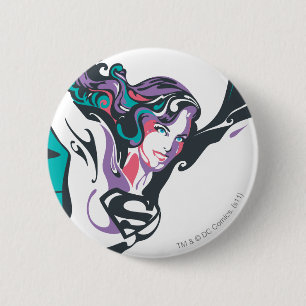 Chapa Redonda De 5 Cm Actitud 3 del chapoteo del color de Supergirl