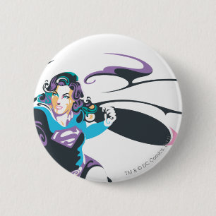 Chapa Redonda De 5 Cm Actitud 4 del chapoteo del color de Supergirl