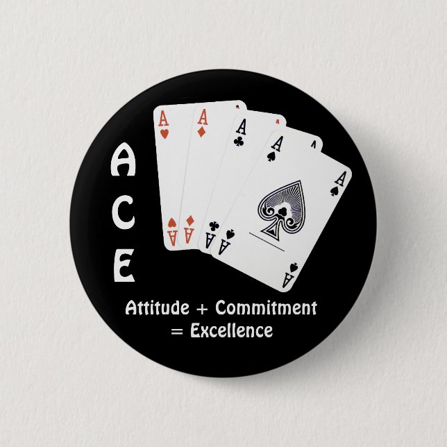 Chapa Redonda De 5 Cm Actitud ACE + Compromiso = Excelencia (Anverso)
