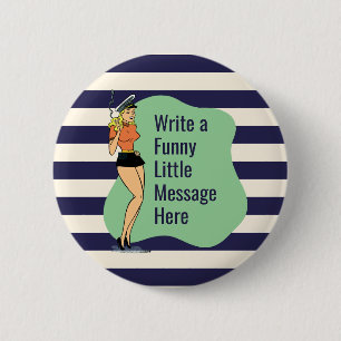 Chapa Redonda De 5 Cm Actitud Sin Molestias: Un Pintura De Moda Retro