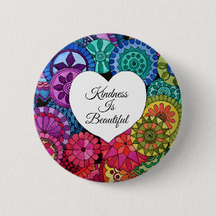 Chapa Redonda De 5 Cm Acuarela Arcoiris Mandala con corazón