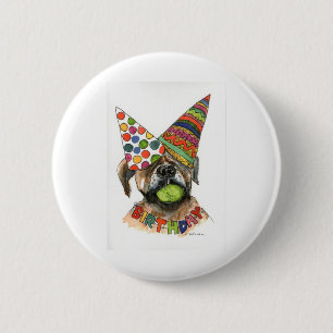 Chapa Redonda De 5 Cm acuarela de Boxer + gorras fiestas, pelota de teni