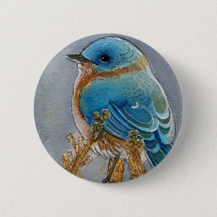 Chapa Redonda De 5 Cm Acuarela del Bluebird