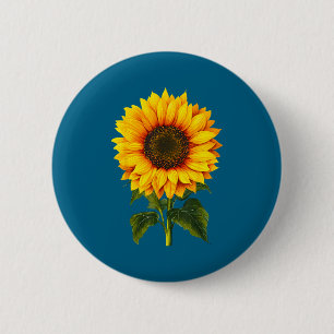 Chapa Redonda De 5 Cm Acuarela girasol amarillo jardín botánico verano