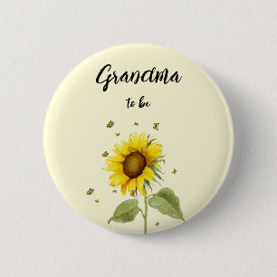 Chapa Redonda De 5 Cm Acuarela Girasol y mariposas Abuela por venir