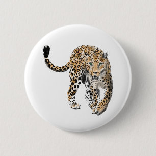 Chapa Redonda De 5 Cm acuarela leopardo gato de la selva animal pintado