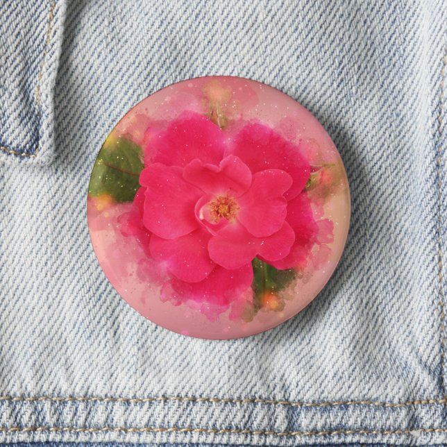 Chapa Redonda De 5 Cm Acuarela rosa rosa floral (Subido por el creador)