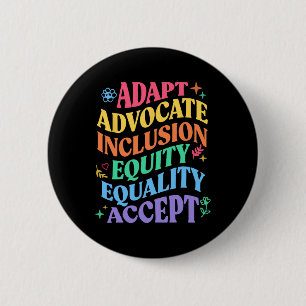 Chapa Redonda De 5 Cm Adaptar Provocar Inclusión Equidad Igualdad Autism
