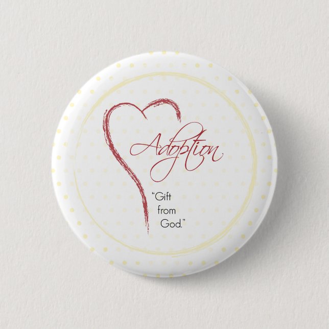 Chapa Redonda De 5 Cm Adopción, puntos religiosos, amarillos con corazón (Anverso)