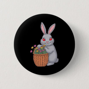 Chapa Redonda De 5 Cm Adorable Conejo De Pascua Con Flor