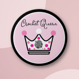 Chapa Redonda De 5 Cm Adorable Crochet Queen Gift
