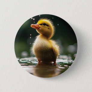 Chapa Redonda De 5 Cm "Adorable duckling in the Rain