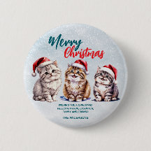 Adorable gatito de Santa con acuarela Feliz Navida