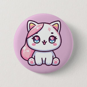 Chapa Redonda De 5 Cm Adorable Kawaii Kitten