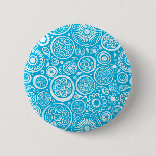 Chapa Redonda De 5 Cm Adorable patrón de adorno gris azul