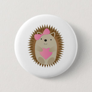 Chapa Redonda De 5 Cm Adorable Personalizado Chica Hedgehog abrazando un