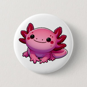 Chapa Redonda De 5 Cm Adorable Smiling Axolotl