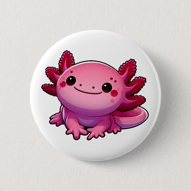Chapa Redonda De 5 Cm Adorable Smiling Axolotl (Anverso)