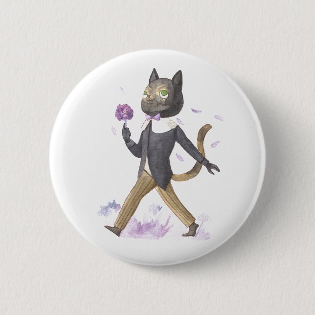 Chapa Redonda De 5 Cm Adorable Stardust the Cat Button (Anverso)