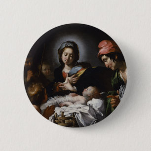 Chapa Redonda De 5 Cm Adoración de los pastores, circa 1615