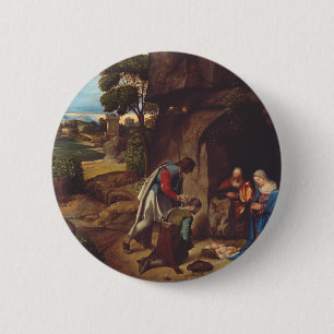 Chapa Redonda De 5 Cm Adoración de los pastores por Giorgione