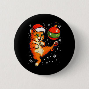 Chapa Redonda De 5 Cm Adorno de Navidad de humor de gato naranja diverti