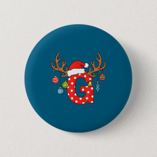 Chapa Redonda De 5 Cm Adorno Inicial De Monograma De Navidad Letra G Alf