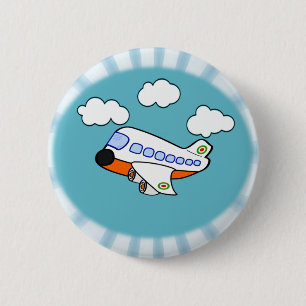 Chapa Redonda De 5 Cm Aeroplano del dibujo animado