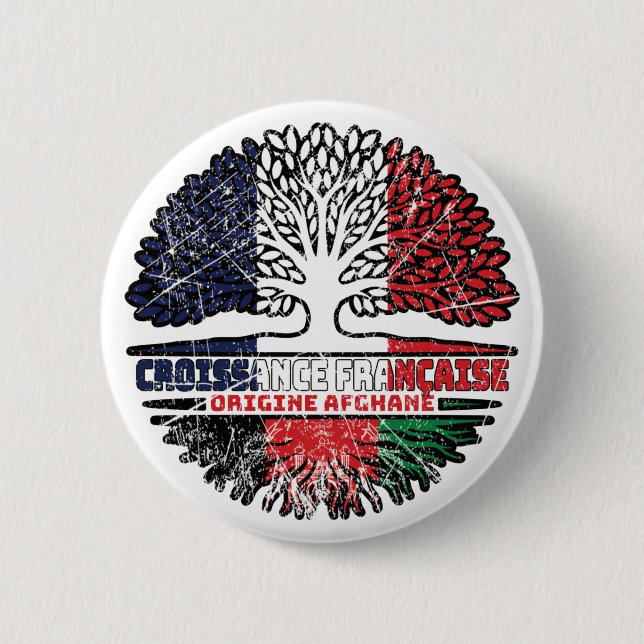 Chapa Redonda De 5 Cm Afganistán Bandera de árboles de Francia afgana (Anverso)