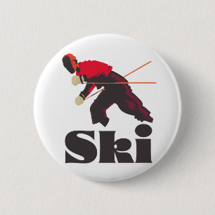 Chapa Redonda De 5 Cm Afiche de viaje de esquí: Postal Keychain Magnet