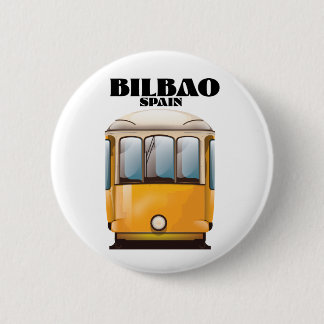 Chapa Redonda De 5 Cm Afiche de viaje en tranvía de Bilbao España