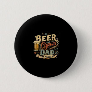 Chapa Redonda De 5 Cm Aficionado a la cerveza y cigarros papá retro gráf