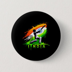 Chapa Redonda De 5 Cm Aficionado del críquet indio de la India