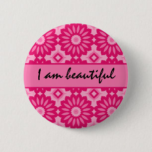 Chapa Redonda De 5 Cm Afirmación cariñosa, soy hermoso