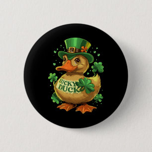 Chapa Redonda De 5 Cm Afortunado Duck Shamrock Funny St Patricks Day Wat