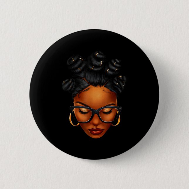 Chapa Redonda De 5 Cm Afro Black Woman African Black History Month Melan (Anverso)