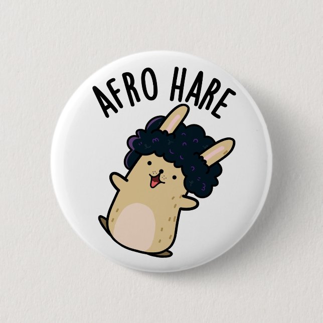 Chapa Redonda De 5 Cm Afro Hare Conejo Gracioso Con Afro Pun (Anverso)