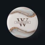 Chapa Redonda De 5 Cm Agate Stone Marble Monograma Insignia<br><div class="desc">Diseñado para coordinar con nuestra Colección de Agate de Mármol Natural, este botón presenta un sencillo monograma con el nombre de una preciosa textura de agate de mármol. Para una personalización más avanzada de este diseño, por ejemplo, cambiar el diseño, el tamaño de letra o el tamaño del texto, haga...</div>