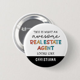 Chapa Redonda De 5 Cm Agente inmobiliario personalizado Gracioso Realtor