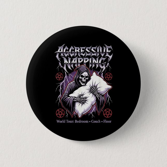Chapa Redonda De 5 Cm Aggressive Napng Funny Heavy Metal Grim Reaper Sle (Anverso)