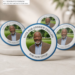 Chapa Redonda De 5 Cm Agrega tu propia foto y título de campaña electora