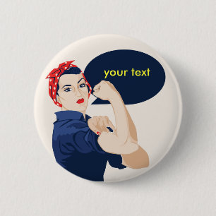 Chapa Redonda De 5 Cm Agrega tu propio texto a rosie riveter