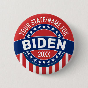 Chapa Redonda De 5 Cm Agregar nombre o estado para admitir a Joe Biden 2
